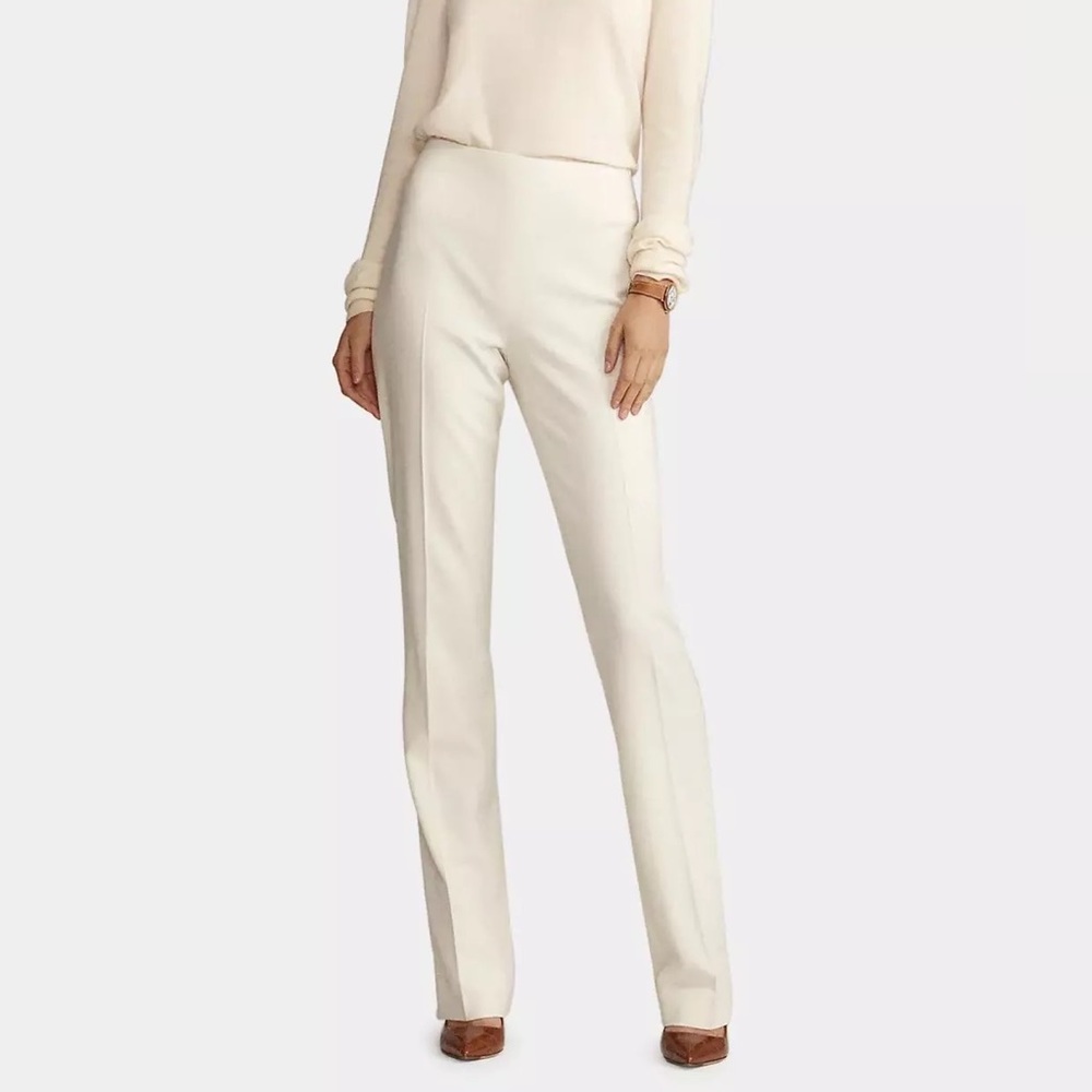 Ralph Lauren Purple Label Women’s Cream “Alandra” Straight-Leg Wool Pants - sz 6